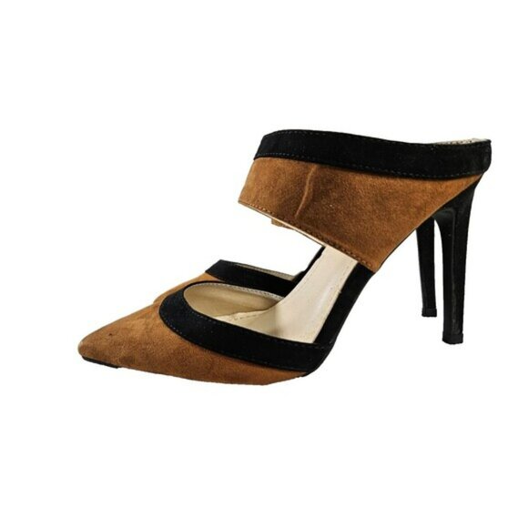 Anne Michelle Women's Brown Pointy Toe Instep Strap Solid  Heels Size 8.5 - Picture 1 of 9